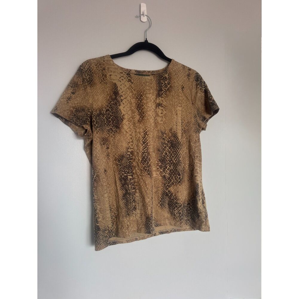 Ralph Lauren Snakeskin Print Baby Tee Sz S 100% Cotton Y2K